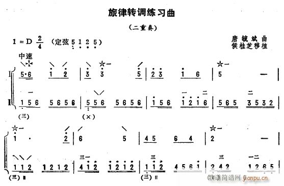 旋律转调练习曲 琵琶二重奏 1(琵琶谱)1