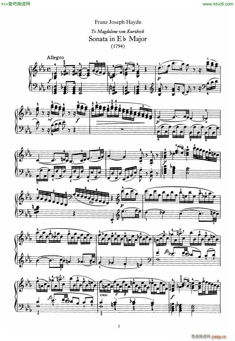 Piano Sonata No 52 in Eb(钢琴谱)1