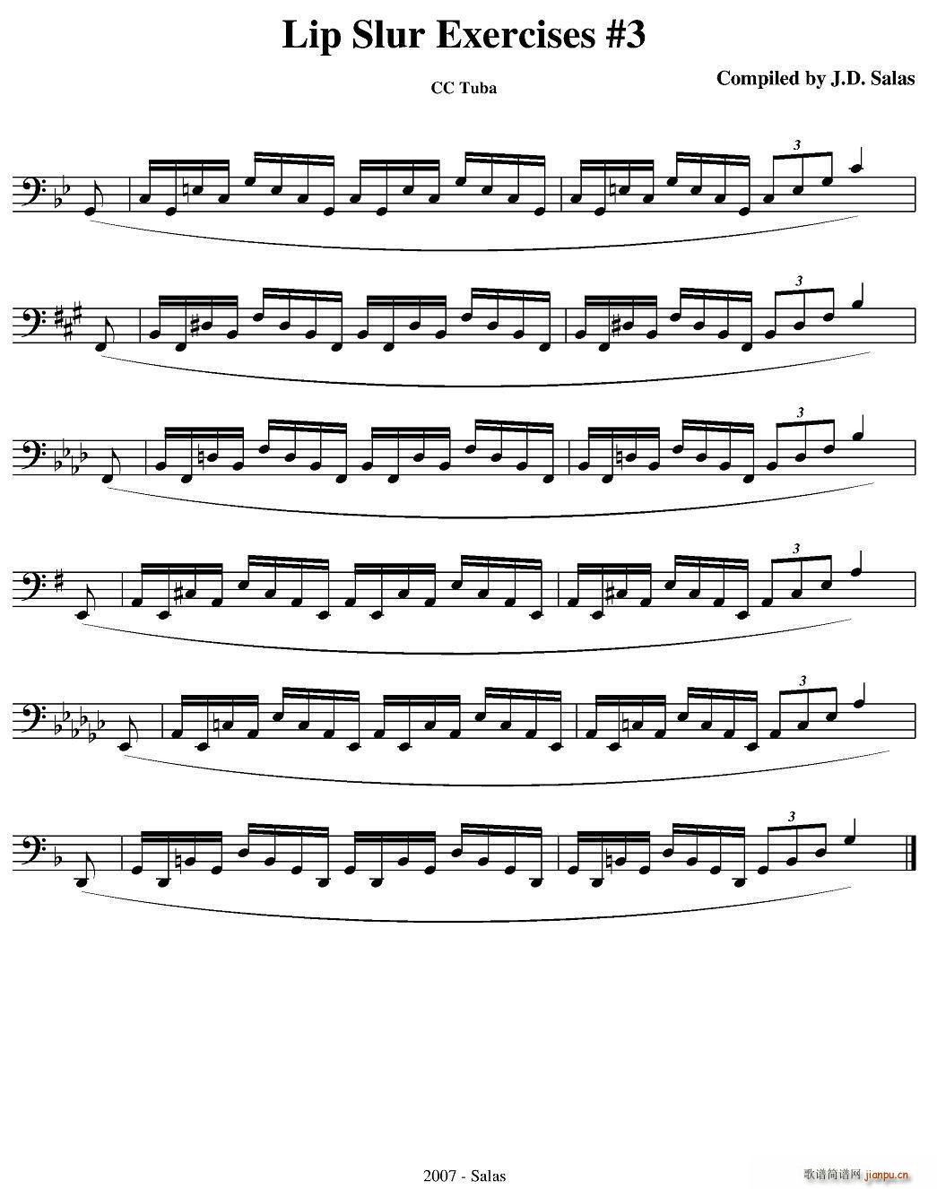 Lip Slur Exercise C Tuba 大号练习教材选曲(十字及以上)3