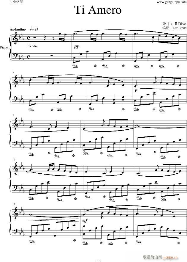 Ti Amero(钢琴谱)1