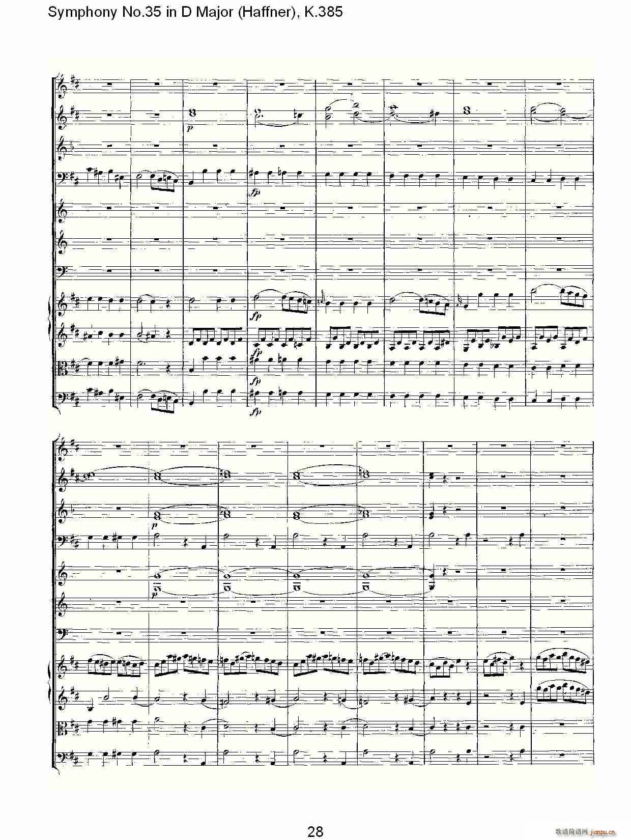 Symphony No.35 in D Major, K.385(十字及以上)28