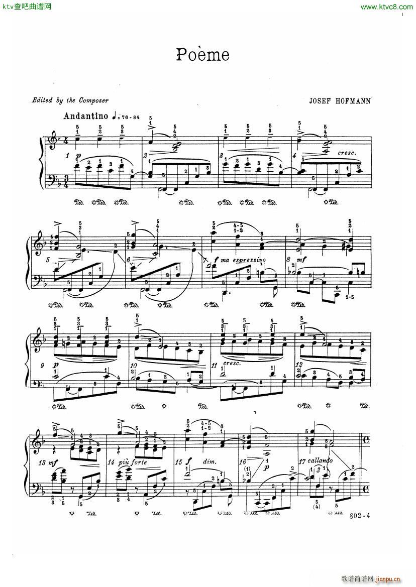 HOFMANN Poeme(钢琴谱)1