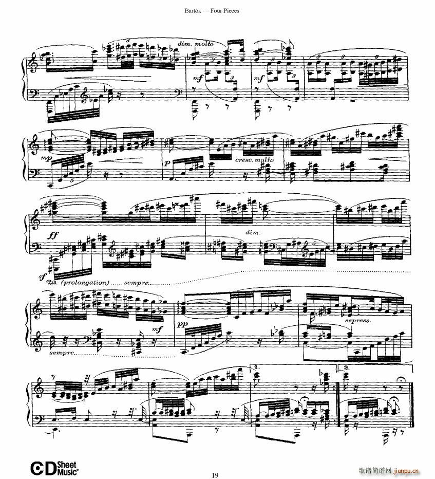 Bartok DD 71 Four Piano Pieces(钢琴谱)19