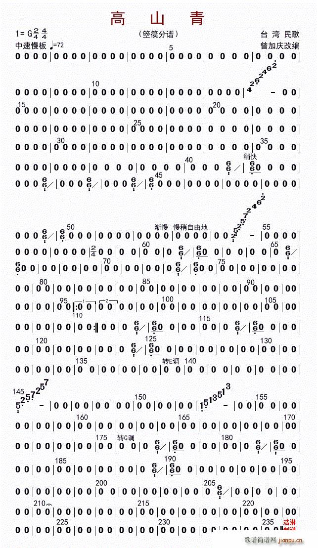 高山青 箜篌(六字歌谱)1
