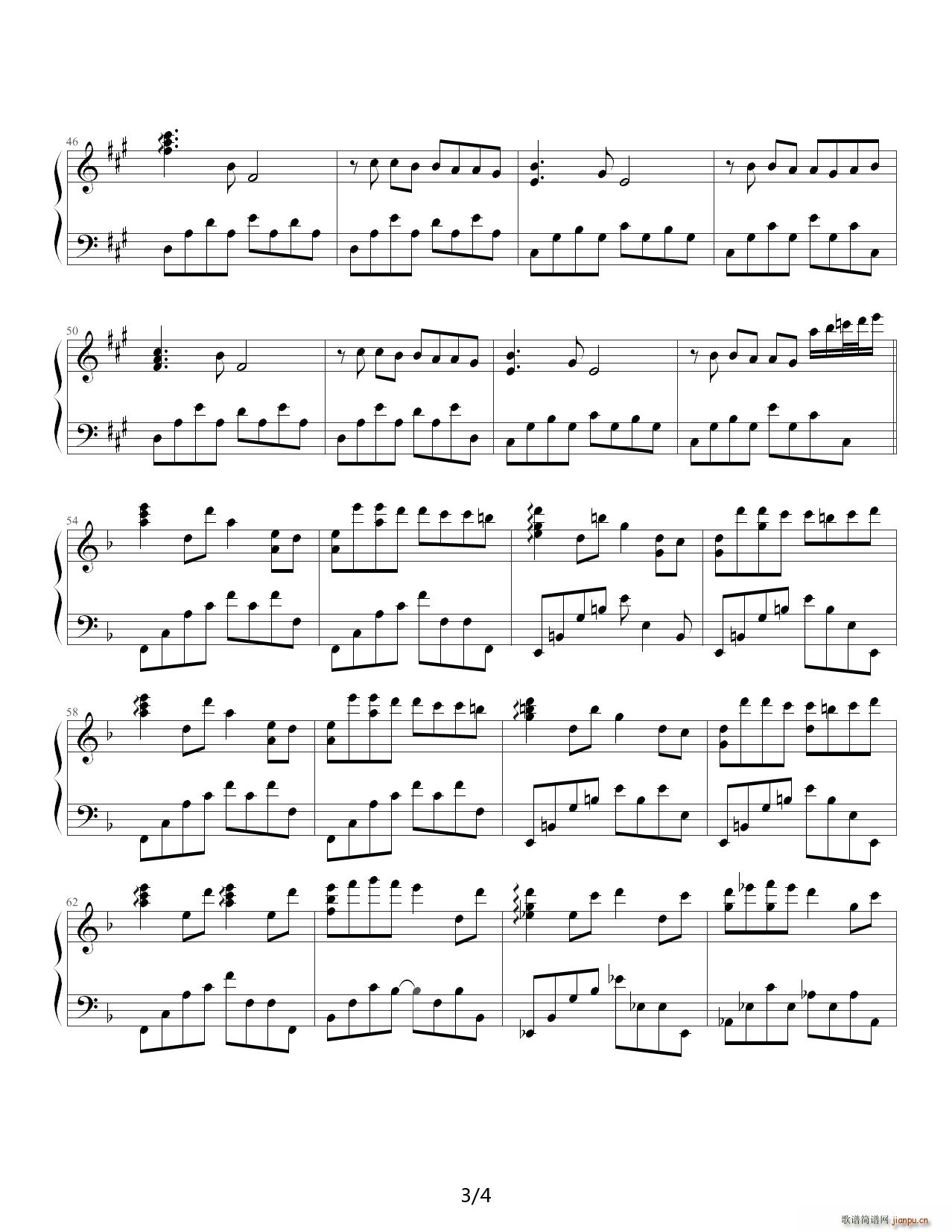 Passing By A调(钢琴谱)3