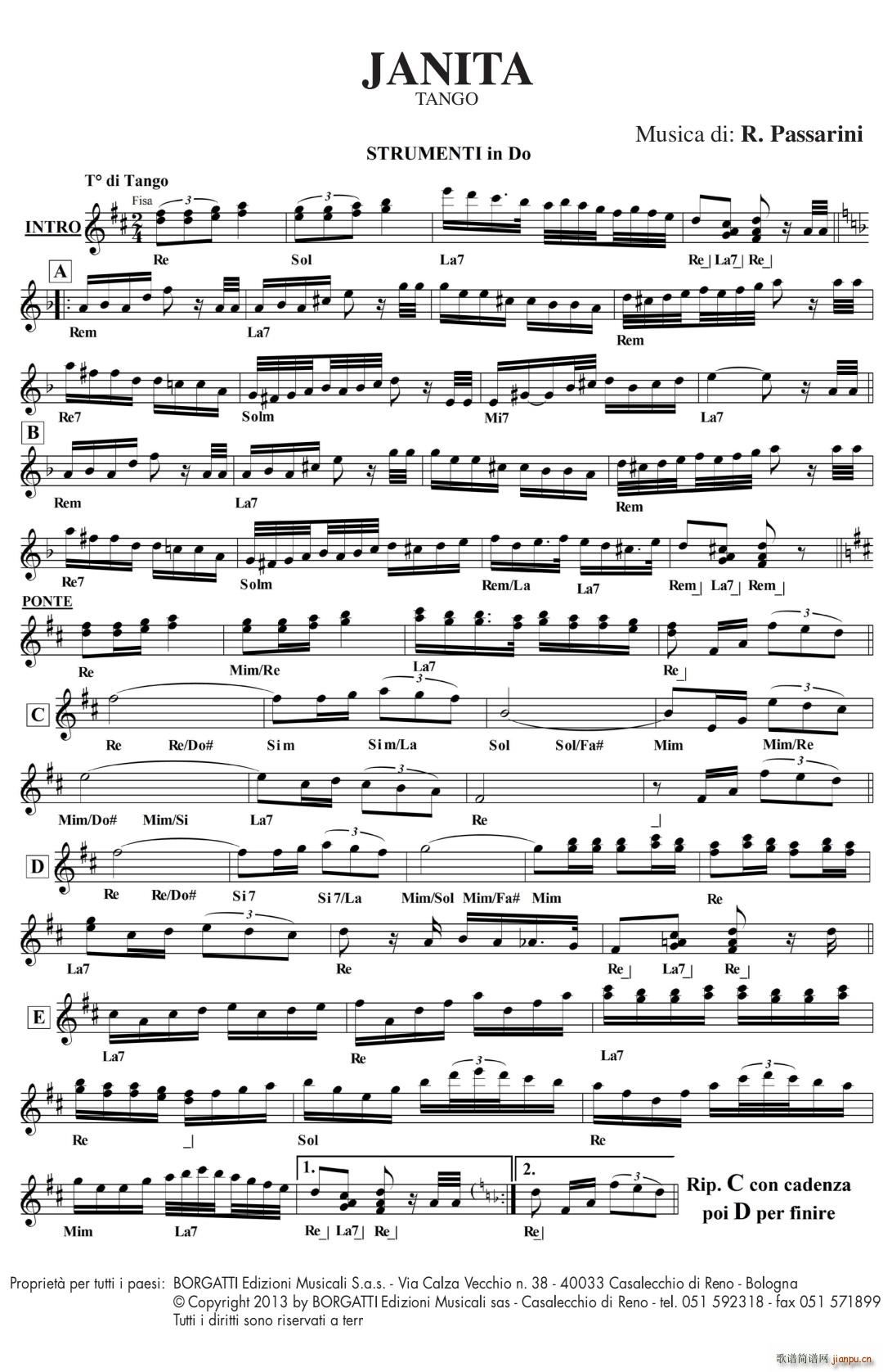 珍妮塔手风琴 高清版(手风琴谱)1
