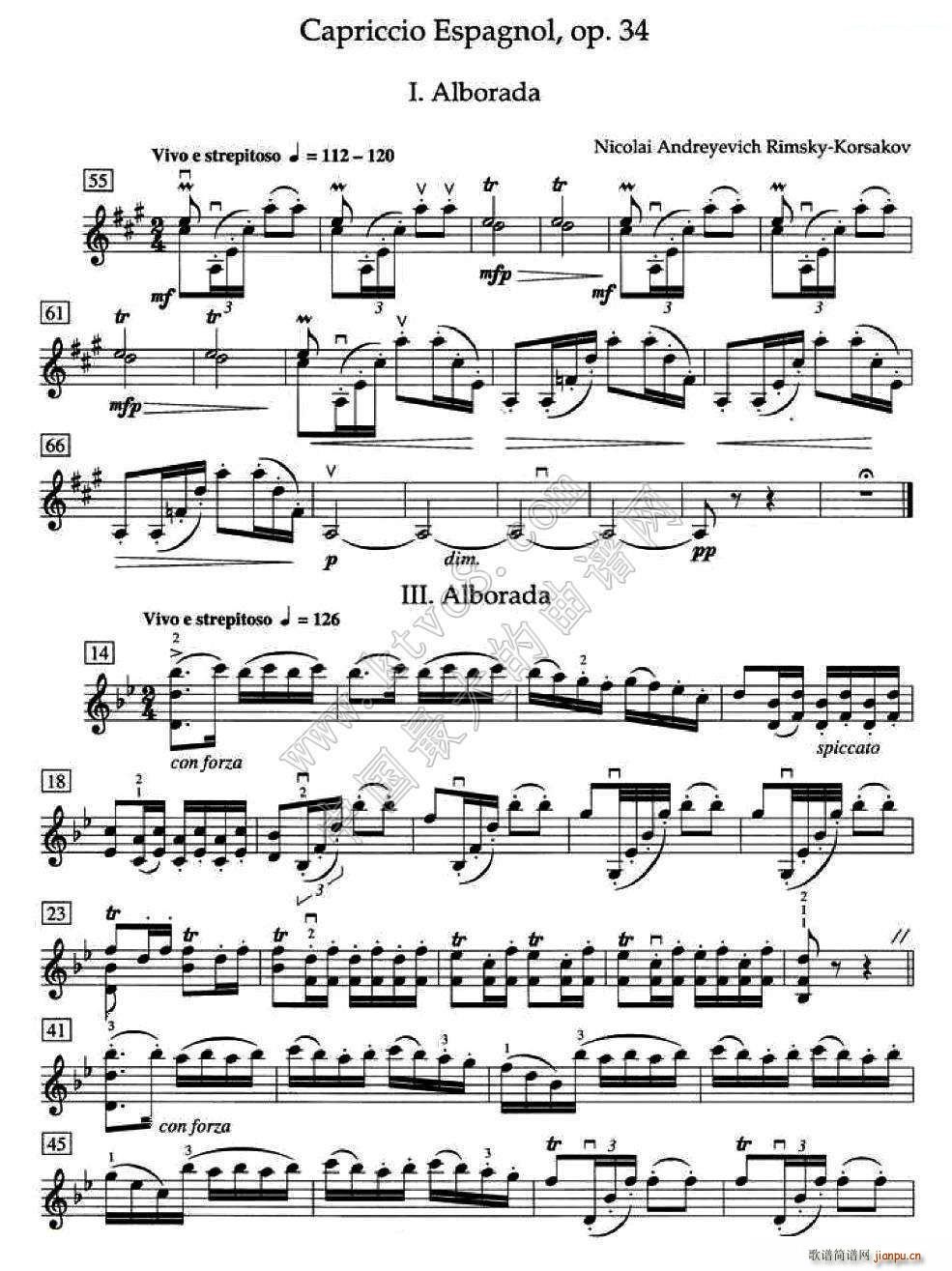 里姆斯基 柯萨科夫 Capriccio Espangol Op 34(十字及以上)1