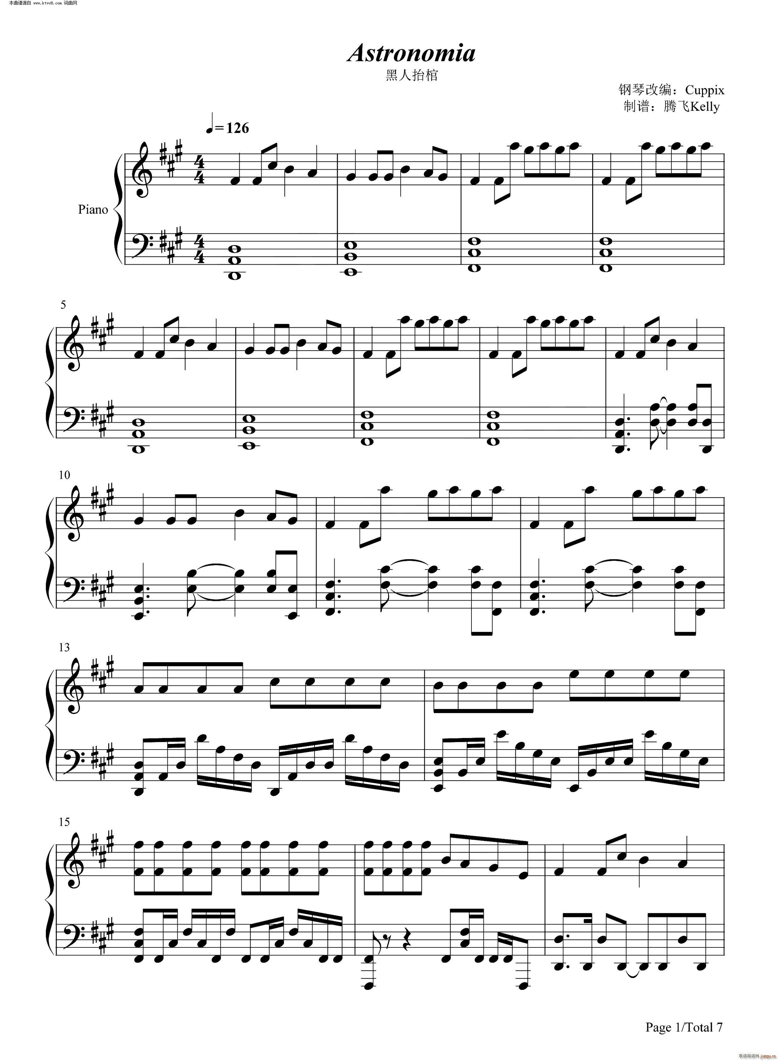 Astronomia 黑人抬棺 电音神曲(钢琴谱)1