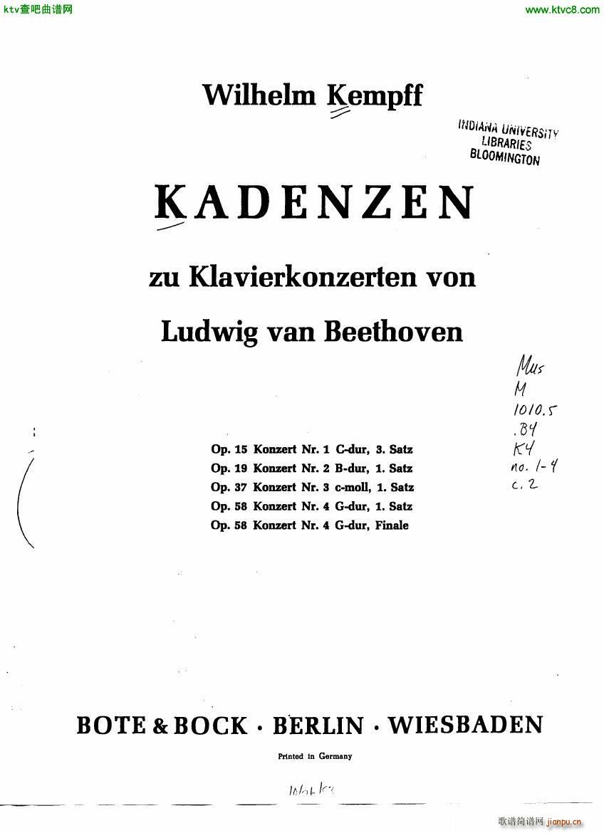 Kempff Beethoven Kadenzen(钢琴谱)1