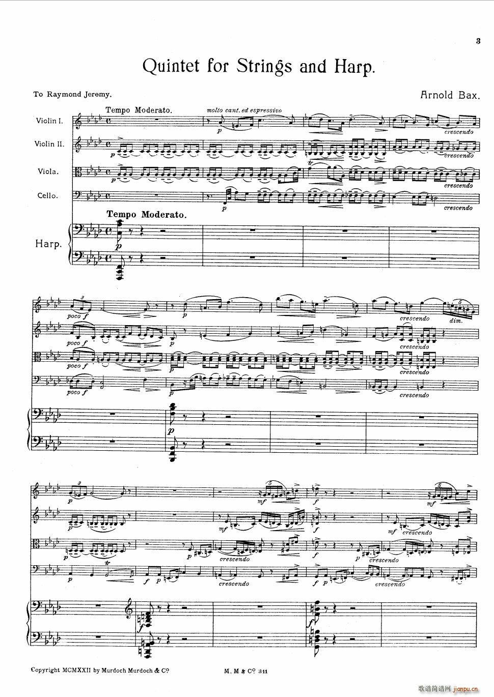 Bax Quintet for Harp and Strings(钢琴谱)3