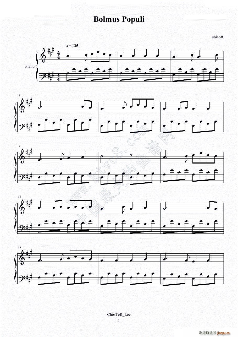 插曲 Bolmus Populi(钢琴谱)1
