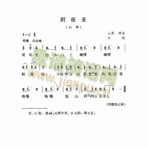 割莜麦(三字歌谱)1