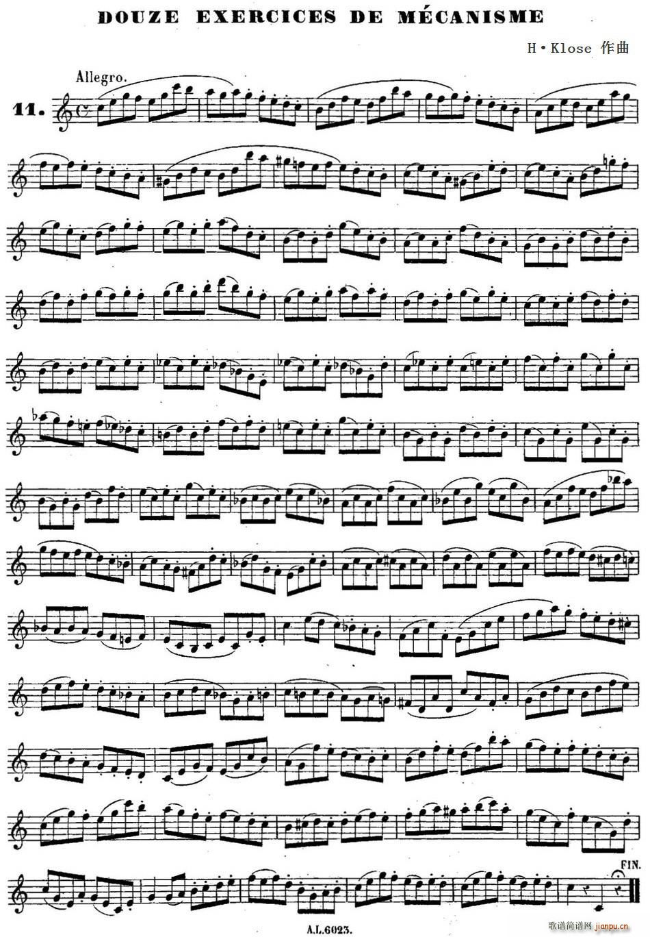 H Klose练习曲 douze exercices de mecanisme 11(十字及以上)1
