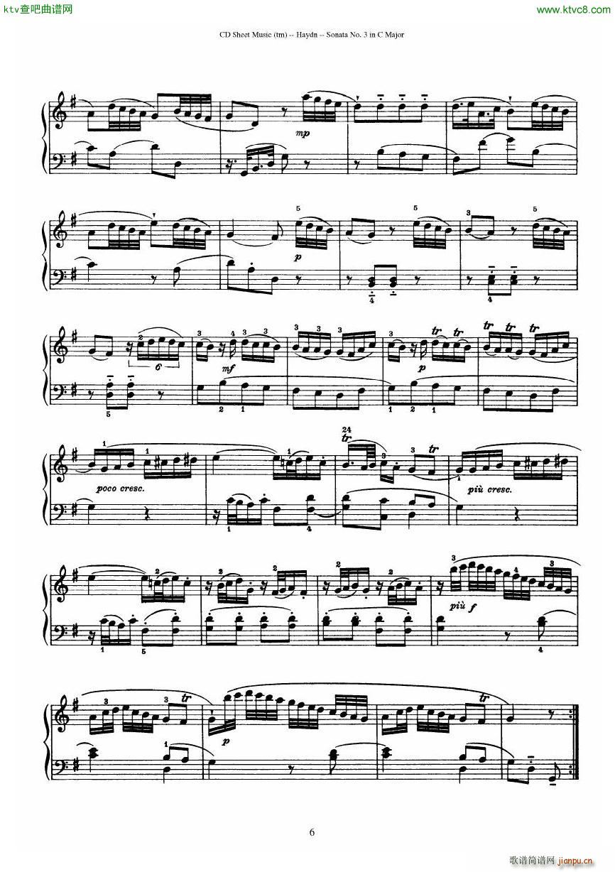 Haydn Joseph Sonata no 3 in C Major(钢琴谱)6