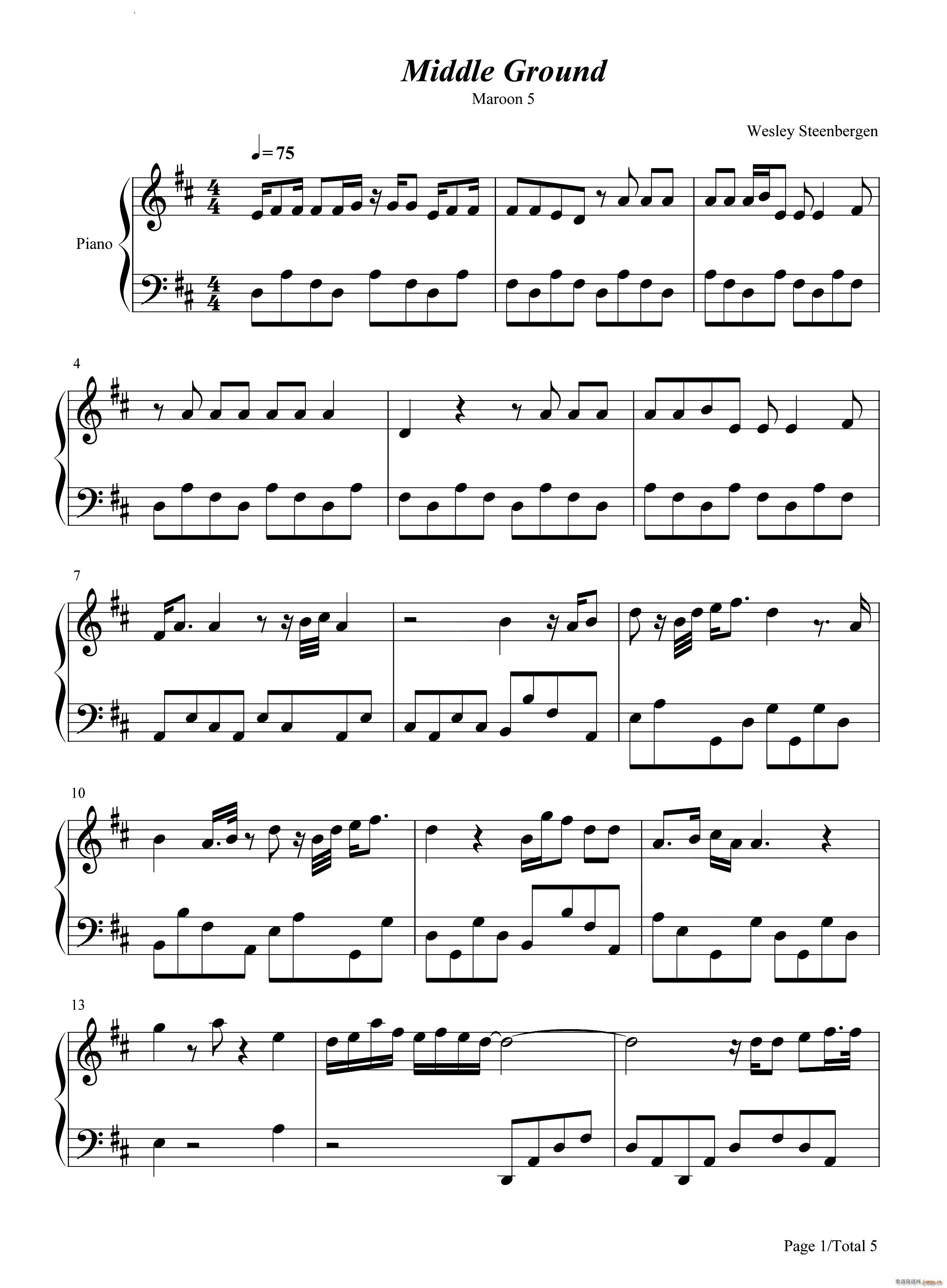 Middle Ground(钢琴谱)1