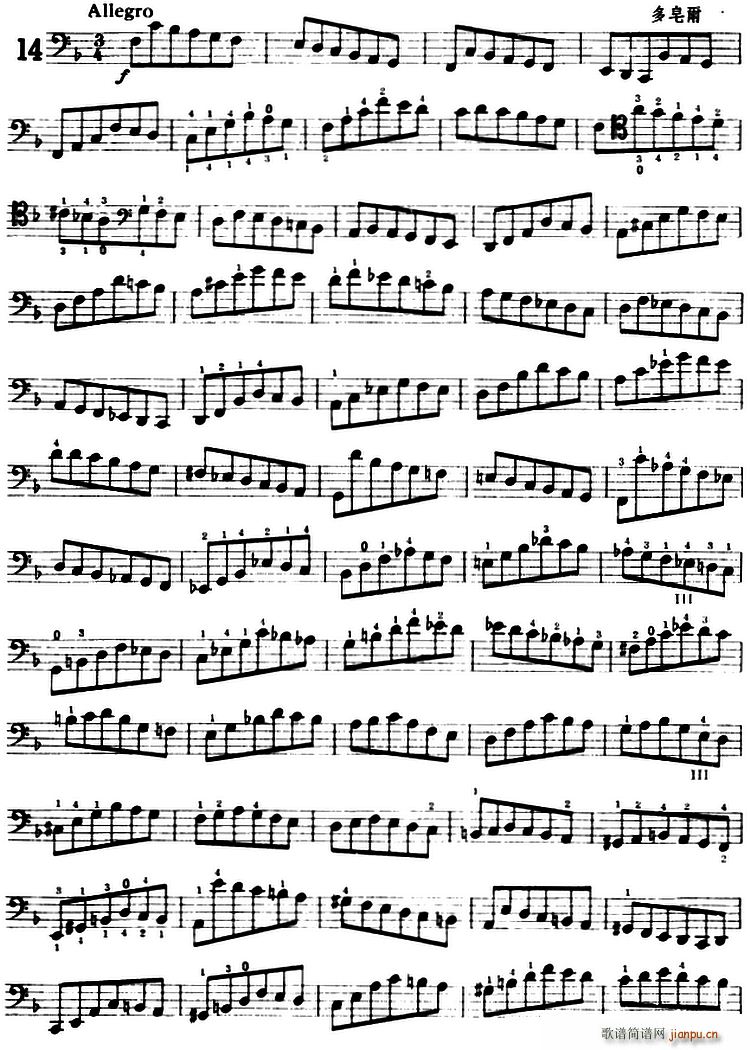 鲍斯特列姆大提琴练习曲 14 15(大提琴谱)1