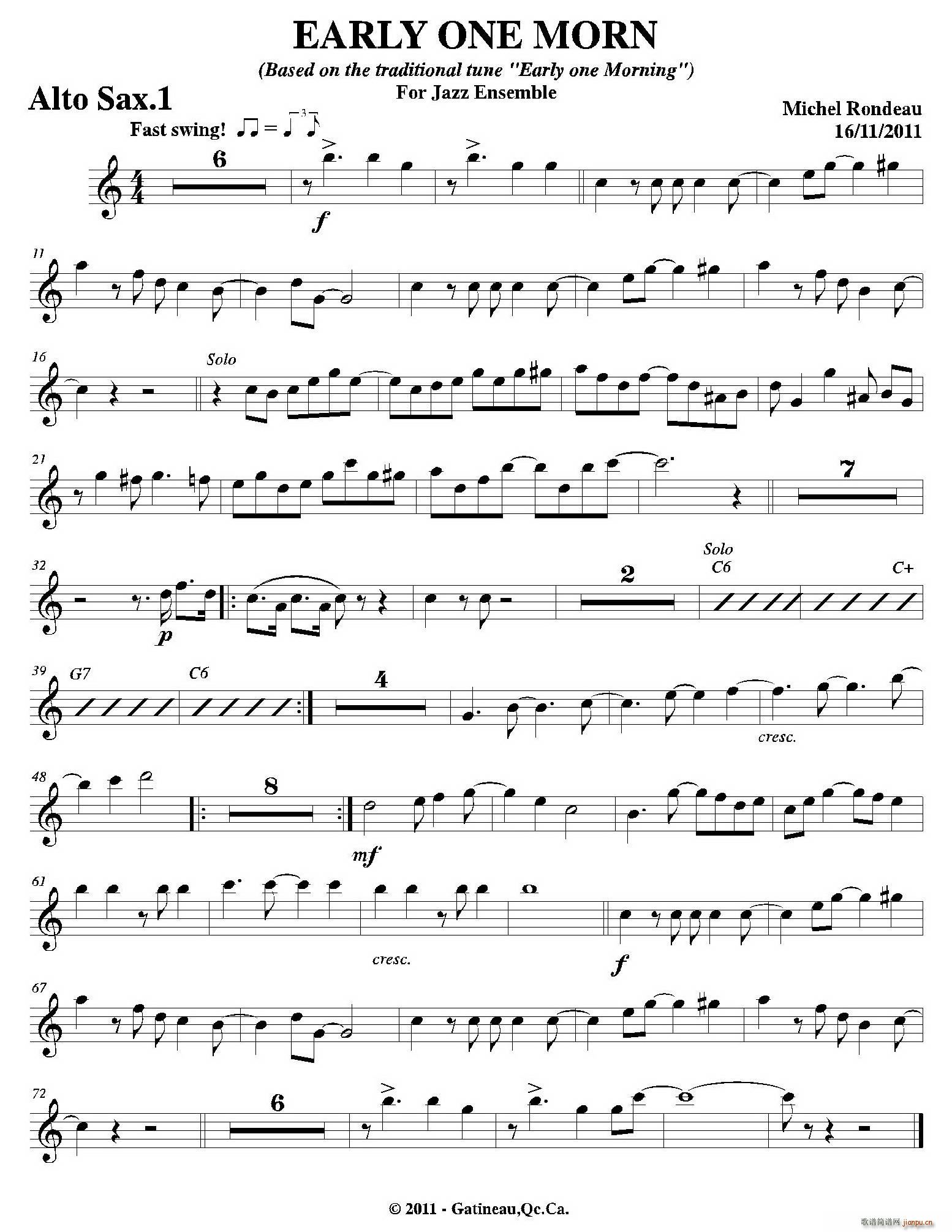 EARLY ONE MORN 第一中音萨克斯(十字及以上)1