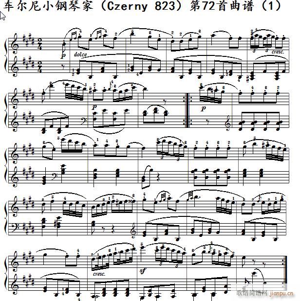 车尔尼 小钢琴家 Czerny 823 第72首 及练习提示(钢琴谱)1