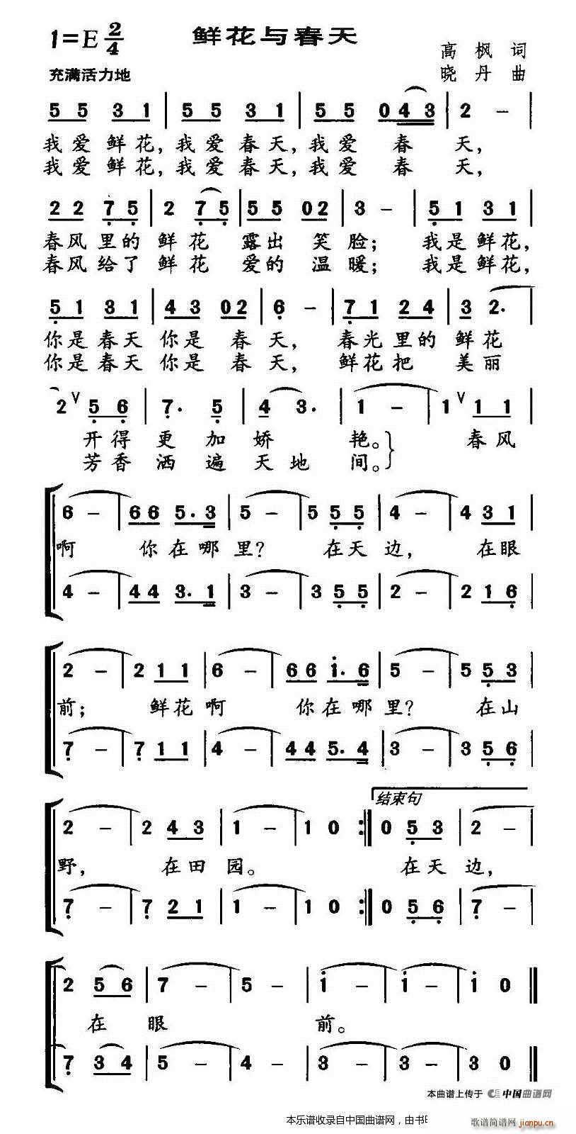 鲜花与春天 合唱(合唱谱)1