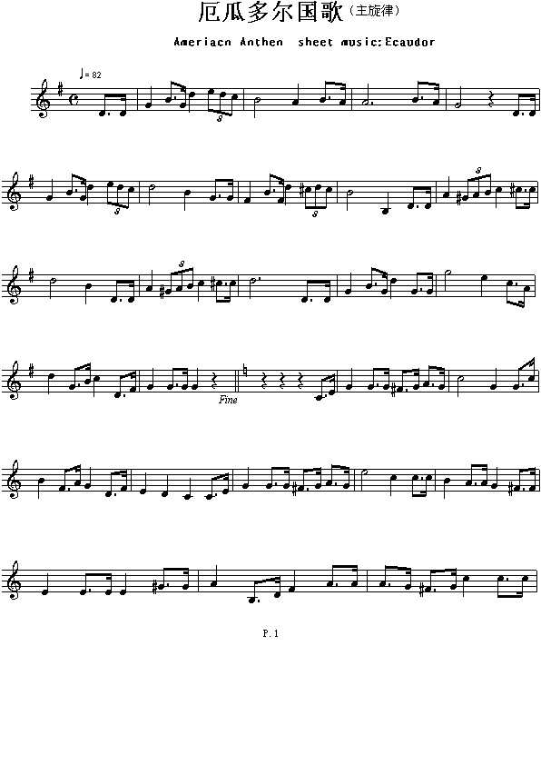 厄瓜多尔国歌（Ameriacn(钢琴谱)1