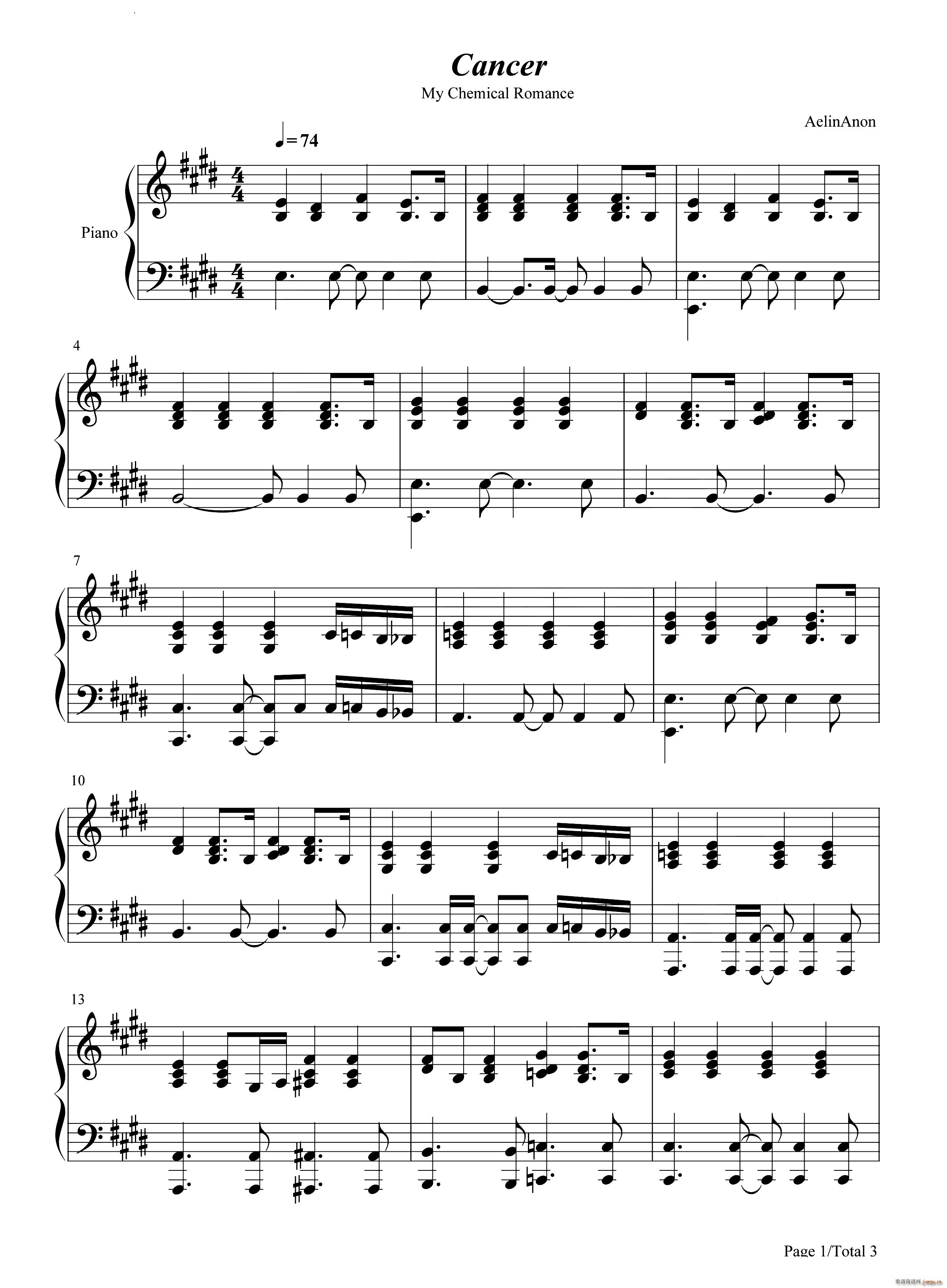 Cancer(钢琴谱)1