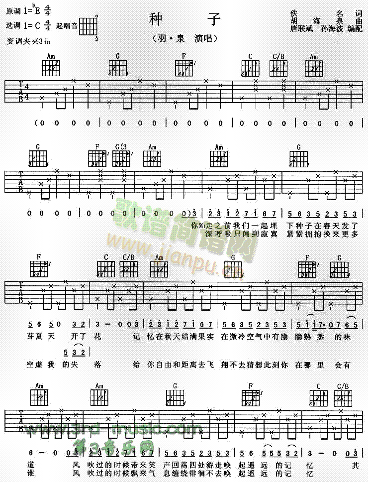 种子(吉他谱)1