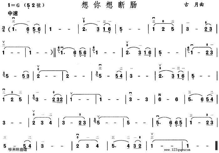 想你想断肠(二胡谱)1