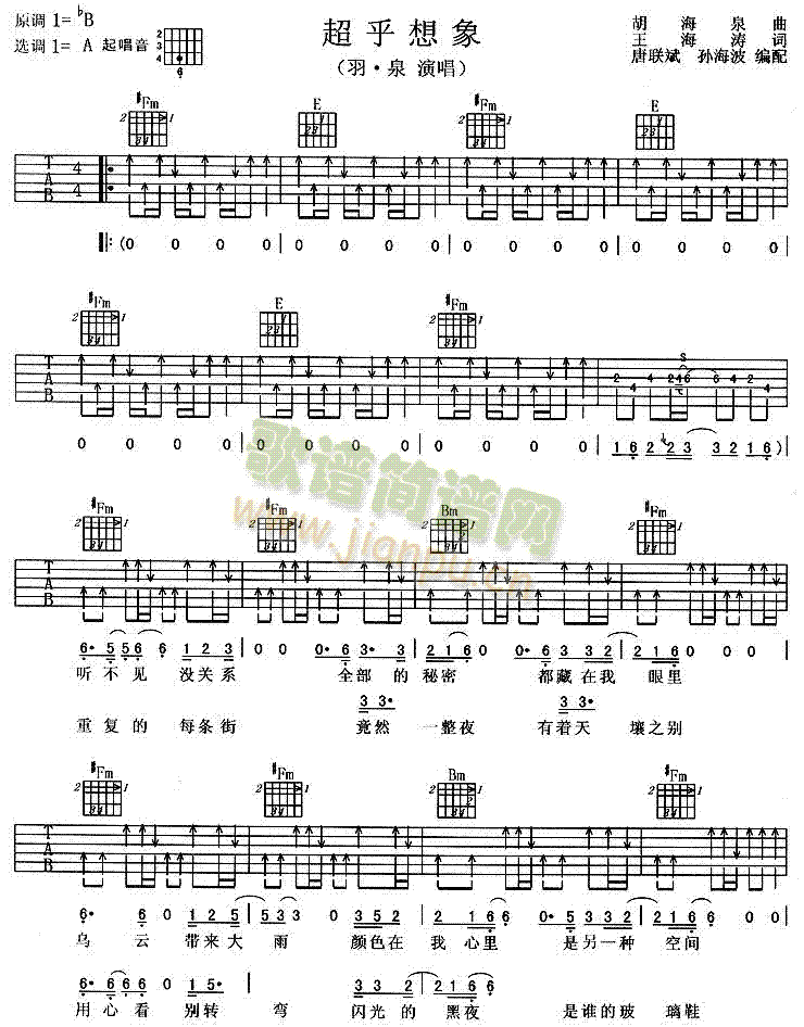 超乎想象(吉他谱)1