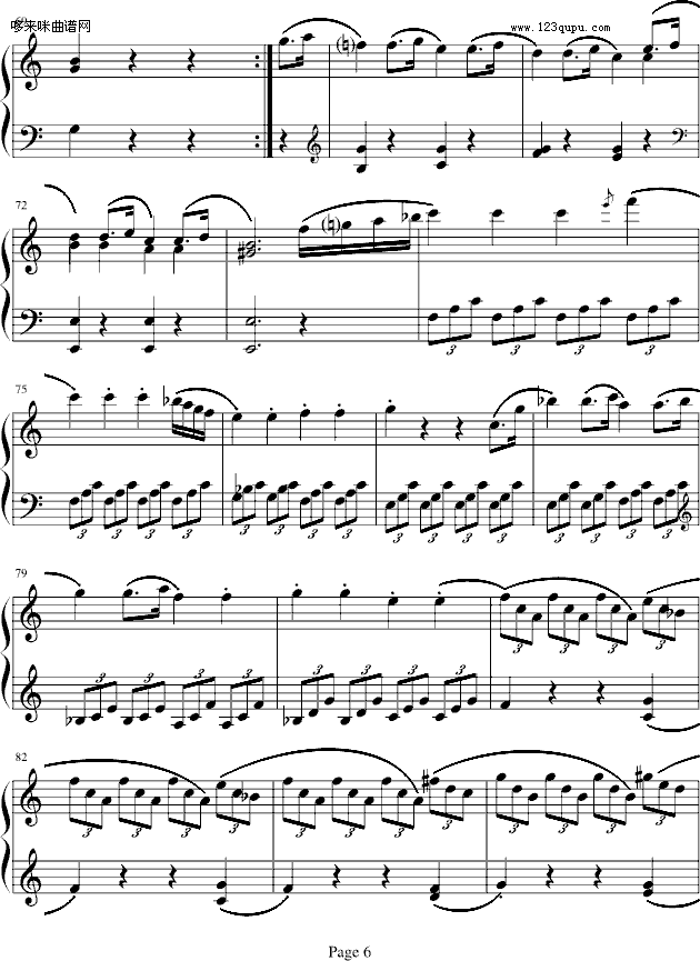 海頓奏鳴曲第一樂章-海顿(钢琴谱)6