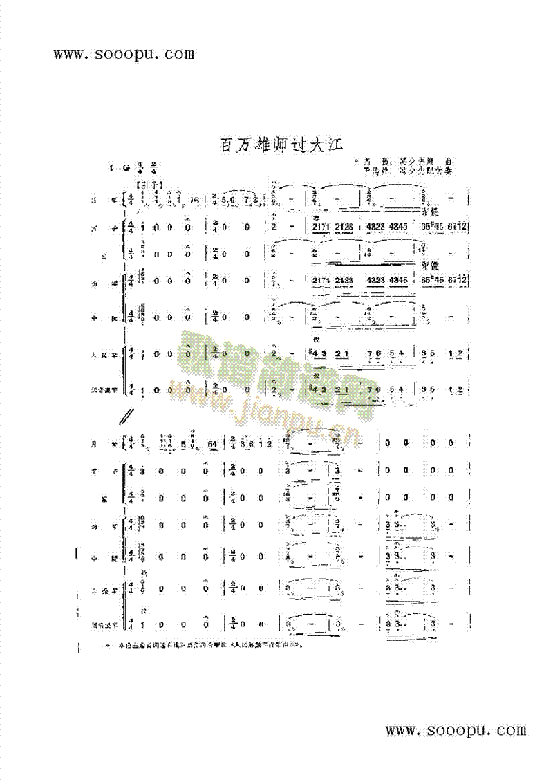 百万雄师过大江乐队类民乐合奏(其他乐谱)1