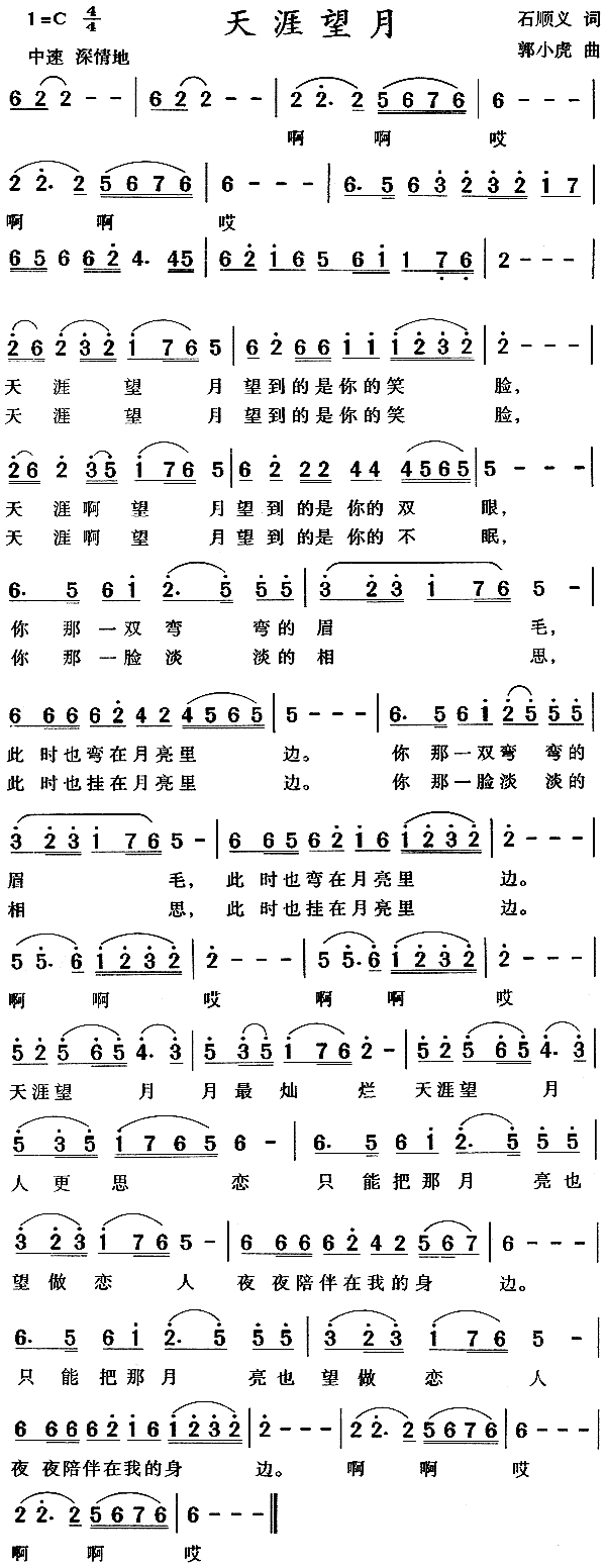 天涯望月(四字歌谱)1