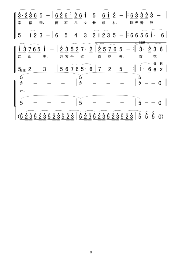 拖拉机开进苗家寨(八字歌谱)3