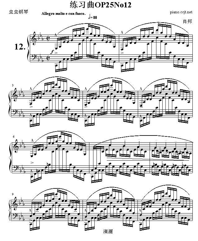 练习曲OP25No12(钢琴谱)1