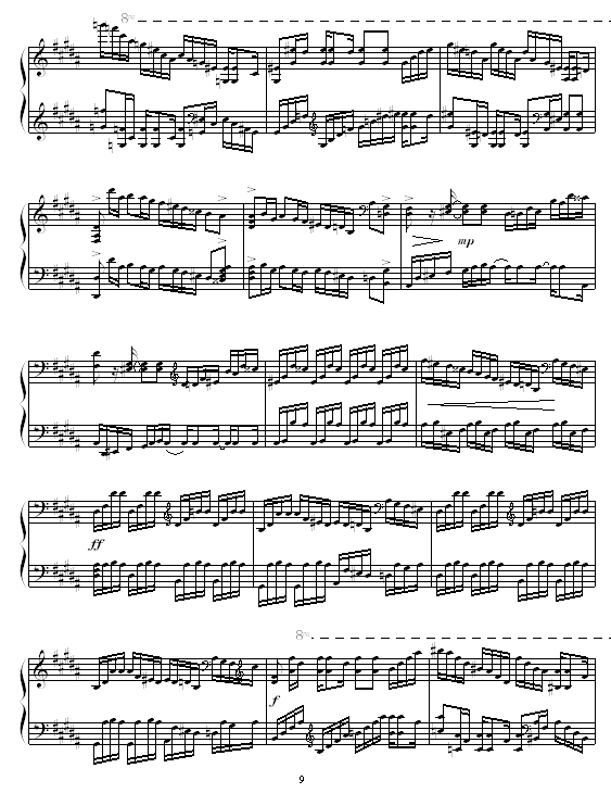 B大调练习曲(钢琴谱)9
