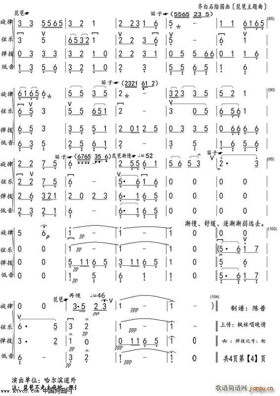 齐白石绘国画 王丽娟琵琶版 4(琵琶谱)1