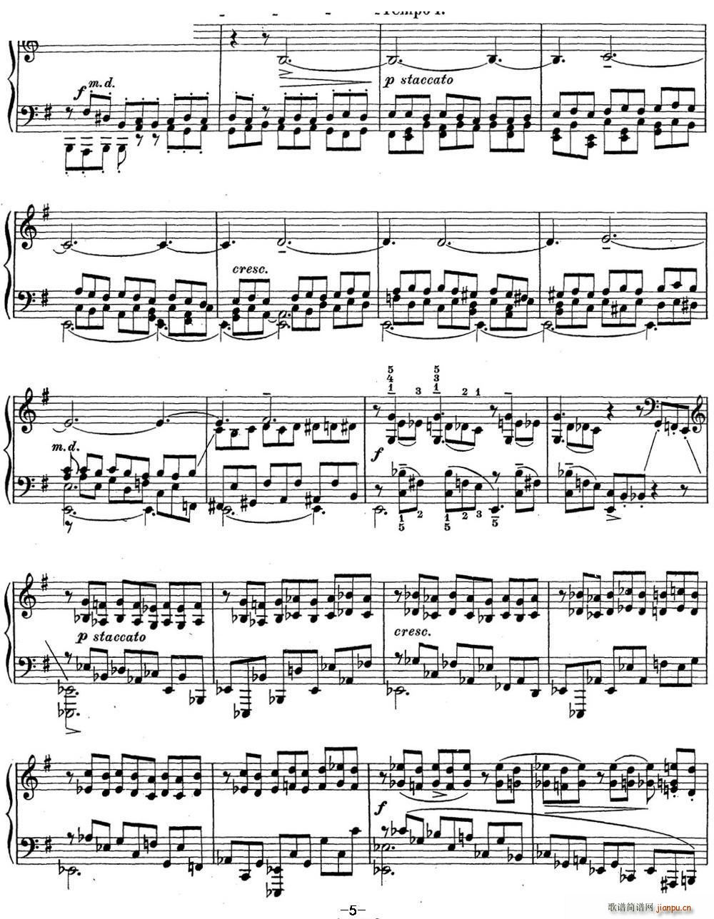 拉赫玛尼诺夫 钢琴前奏曲15 E小调 Op 32 No 4(钢琴谱)5