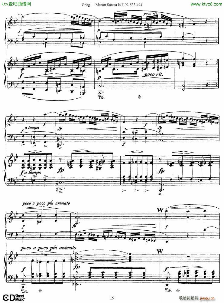 Grieg Sonata K 533 Mozart 2nd Piano Grieg(钢琴谱)19