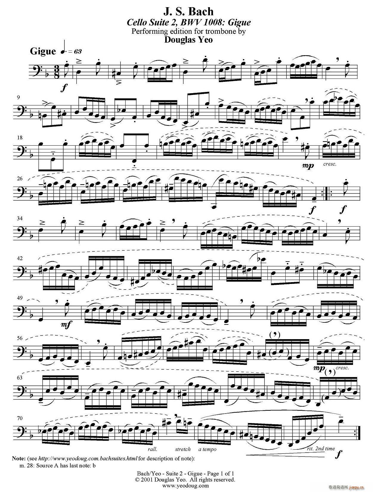 Douglas Yeo Gigue 吉格舞曲 低音长号(十字及以上)1
