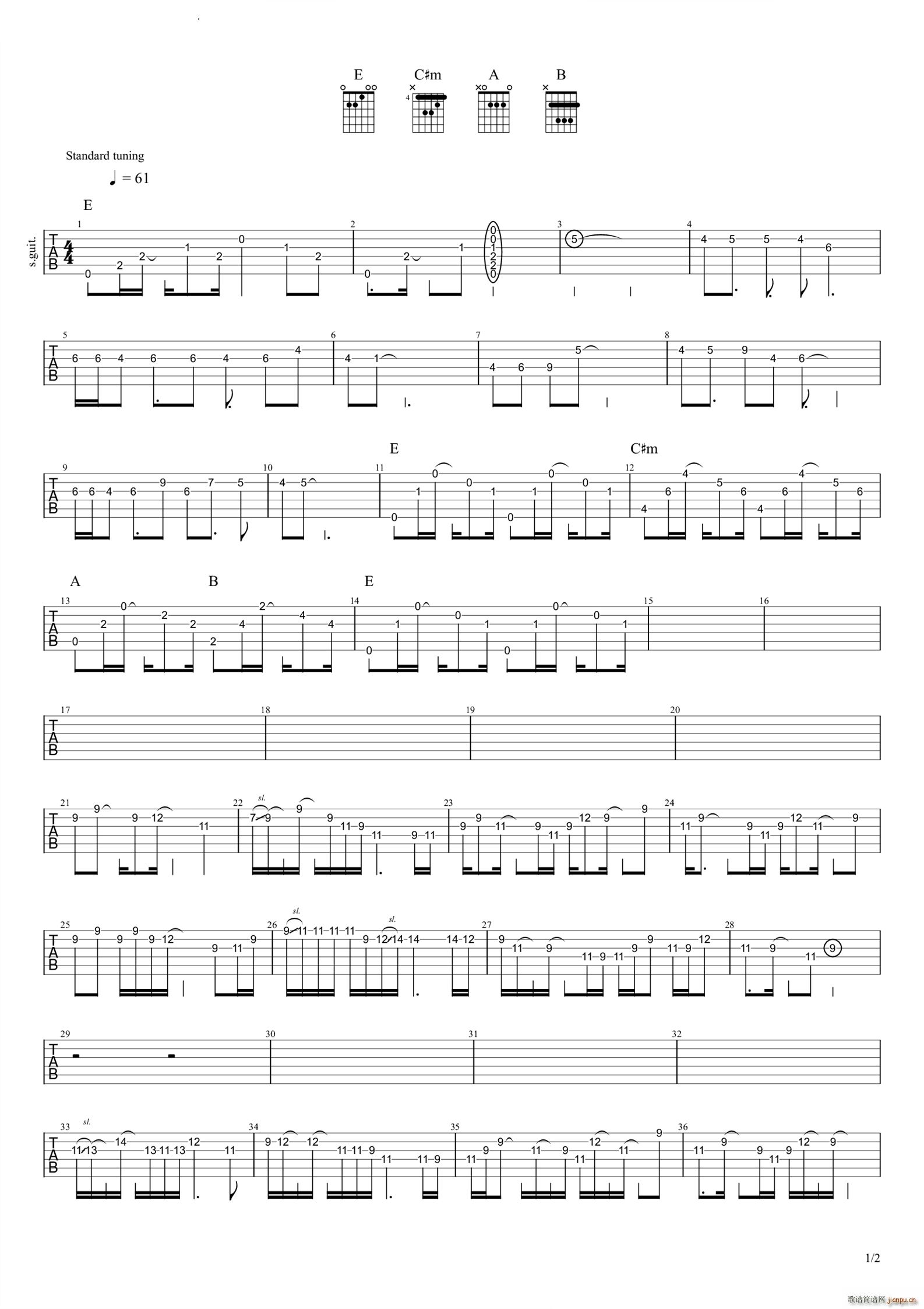 生之响往 solo简(吉他谱)1