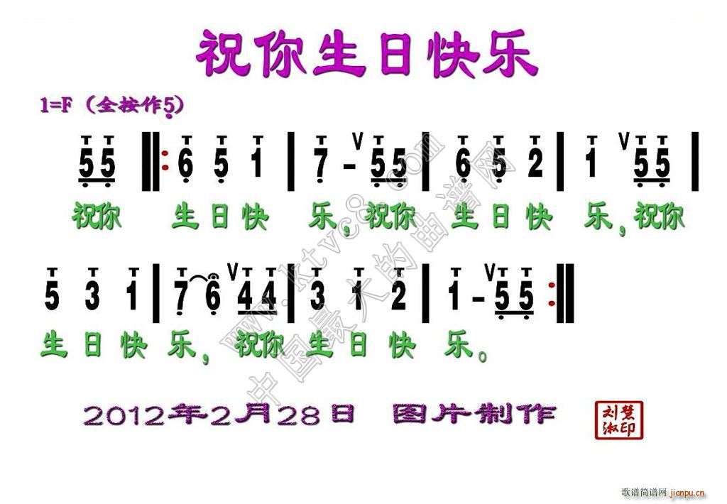 祝你生日快乐 刘慧淑制谱版(十字及以上)1