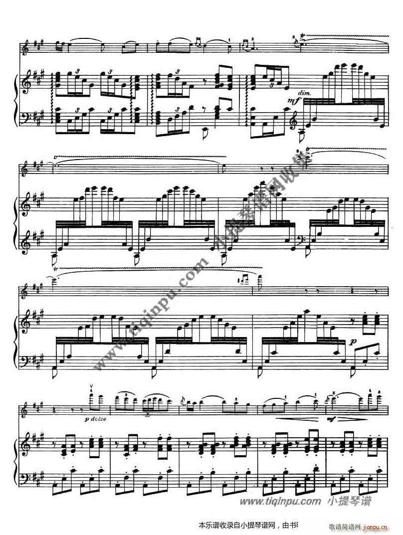 克莱斯勒改编格拉祖诺夫 西班牙小夜曲 带钢伴谱(十字及以上)3
