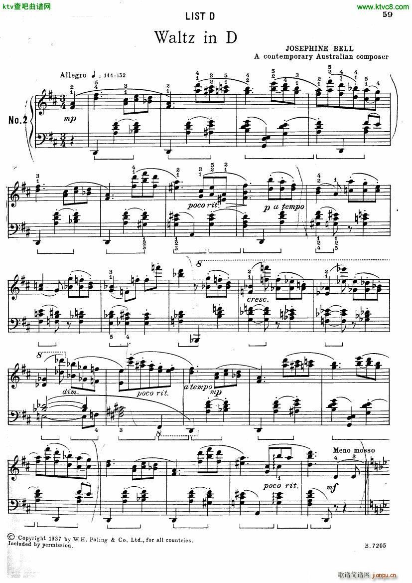 Josephine Bell Waltz in D Major for Piano(钢琴谱)1
