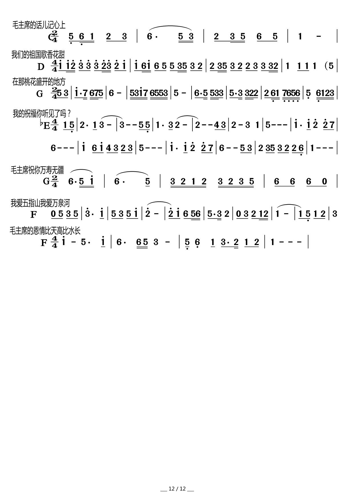 歌曲前奏集锦(六字歌谱)12