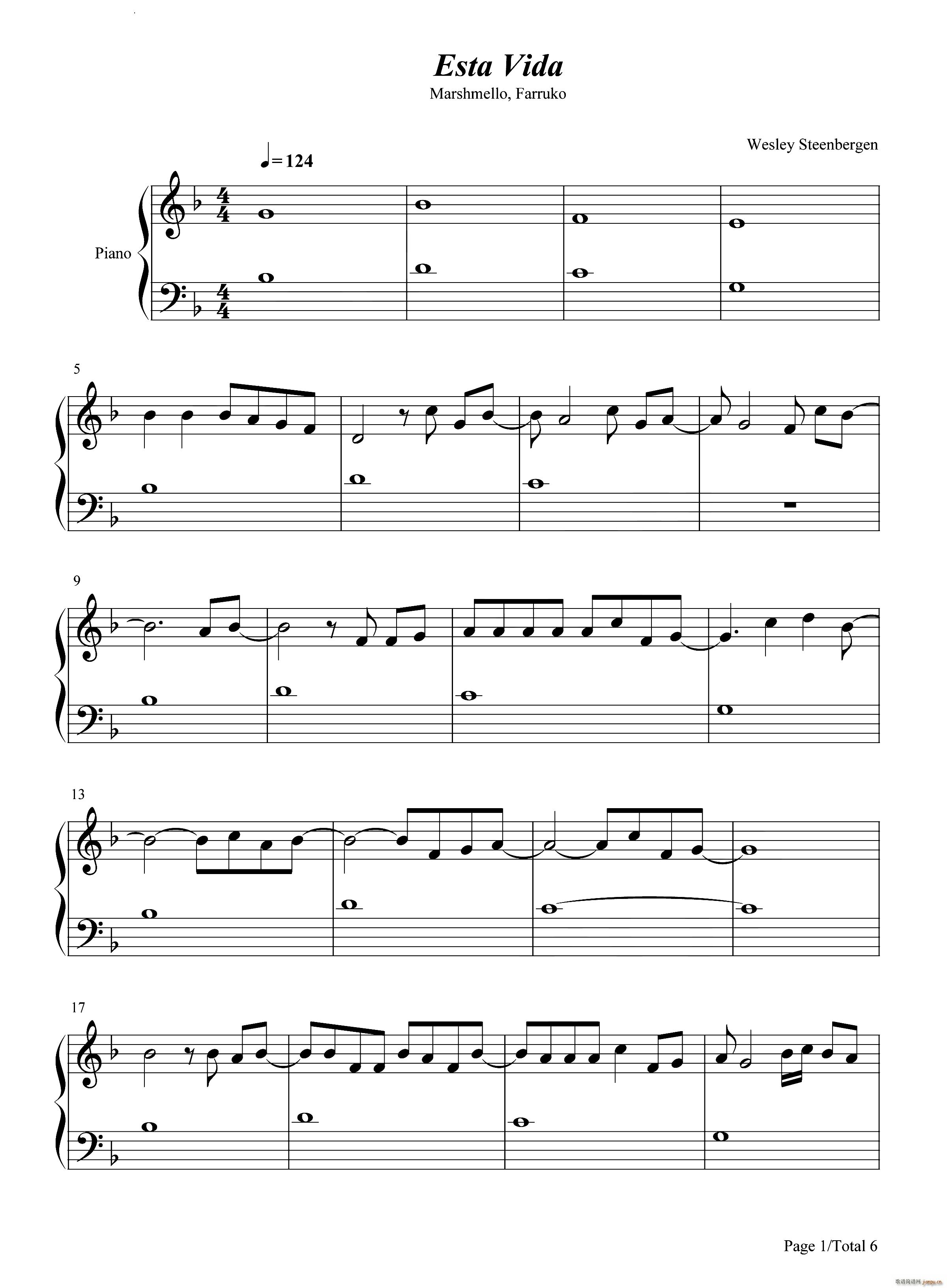 Esta Vida(钢琴谱)1