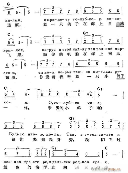 鸽子 俄汉双语 2(九字歌谱)1