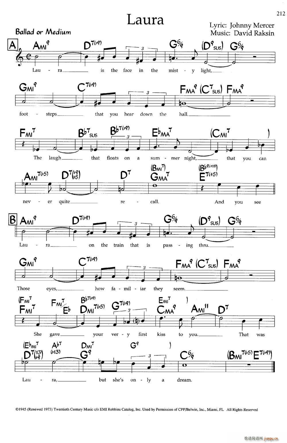 Laura 带和弦(九字歌谱)1