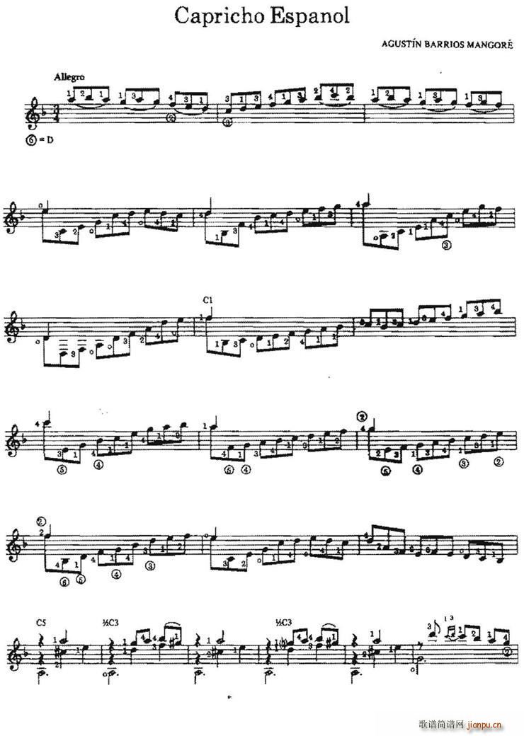 Capricho Espanol 古典吉他(吉他谱)1