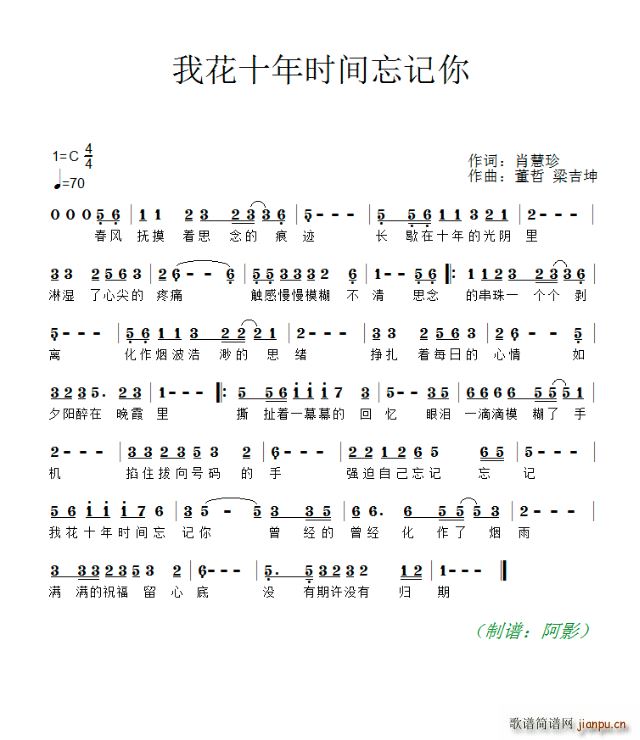 我花十年时间忘记你(九字歌谱)1