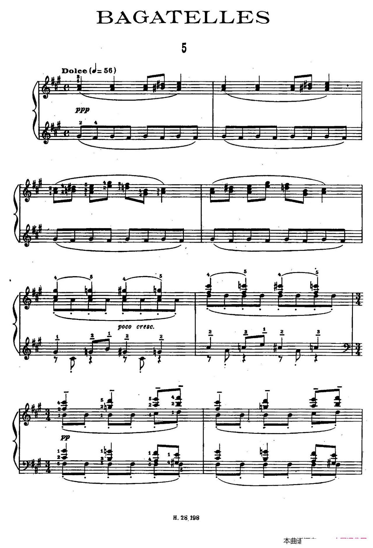 Ten Bagatelles Op 5 10首小品 5 升f小调(十字及以上)1