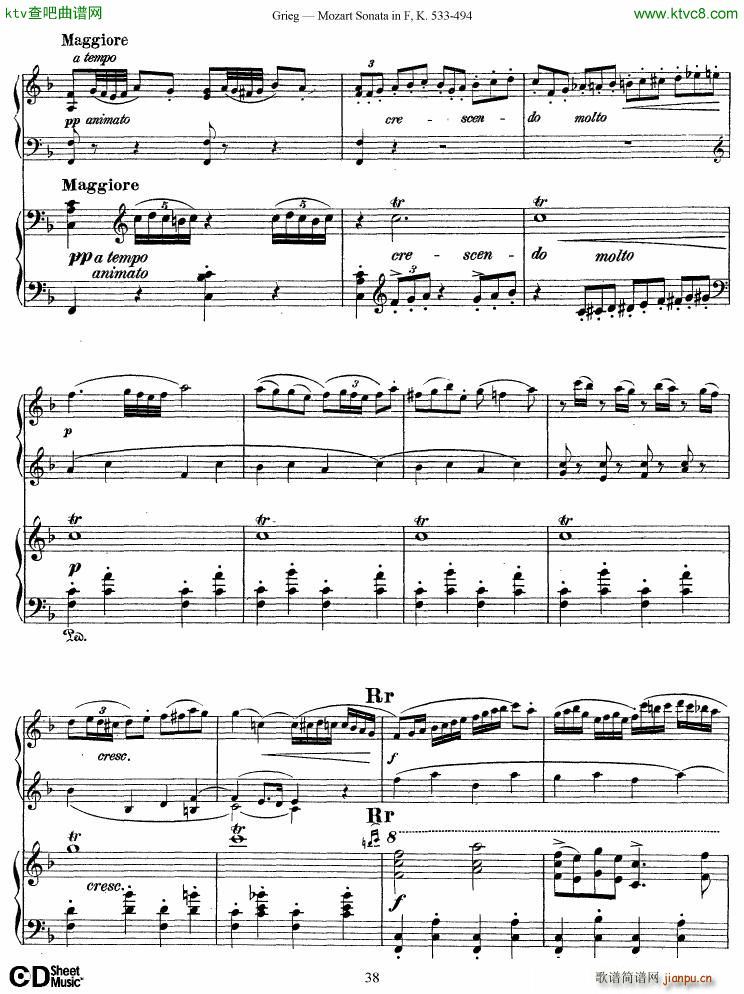 Grieg Sonata K 533 Mozart 2nd Piano Grieg(钢琴谱)34